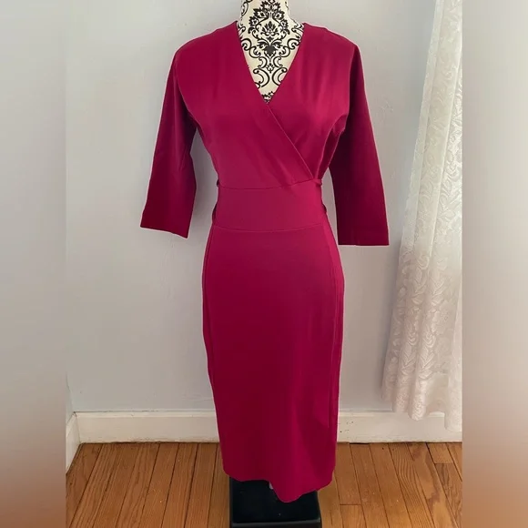winser london | Dresses | Winser London Magenta Burgundy Miracle Dress Size  With Zipper Tie Sash | Poshmark